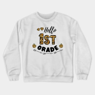 Hello 1st Grade Leopard Back To School Crewneck Sweatshirt